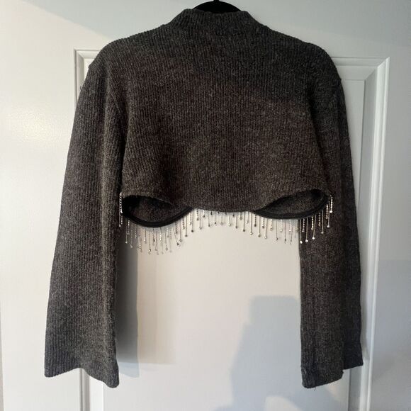 ZARA Jeweled Soft Cropped Sweater - Picture 5 of 6